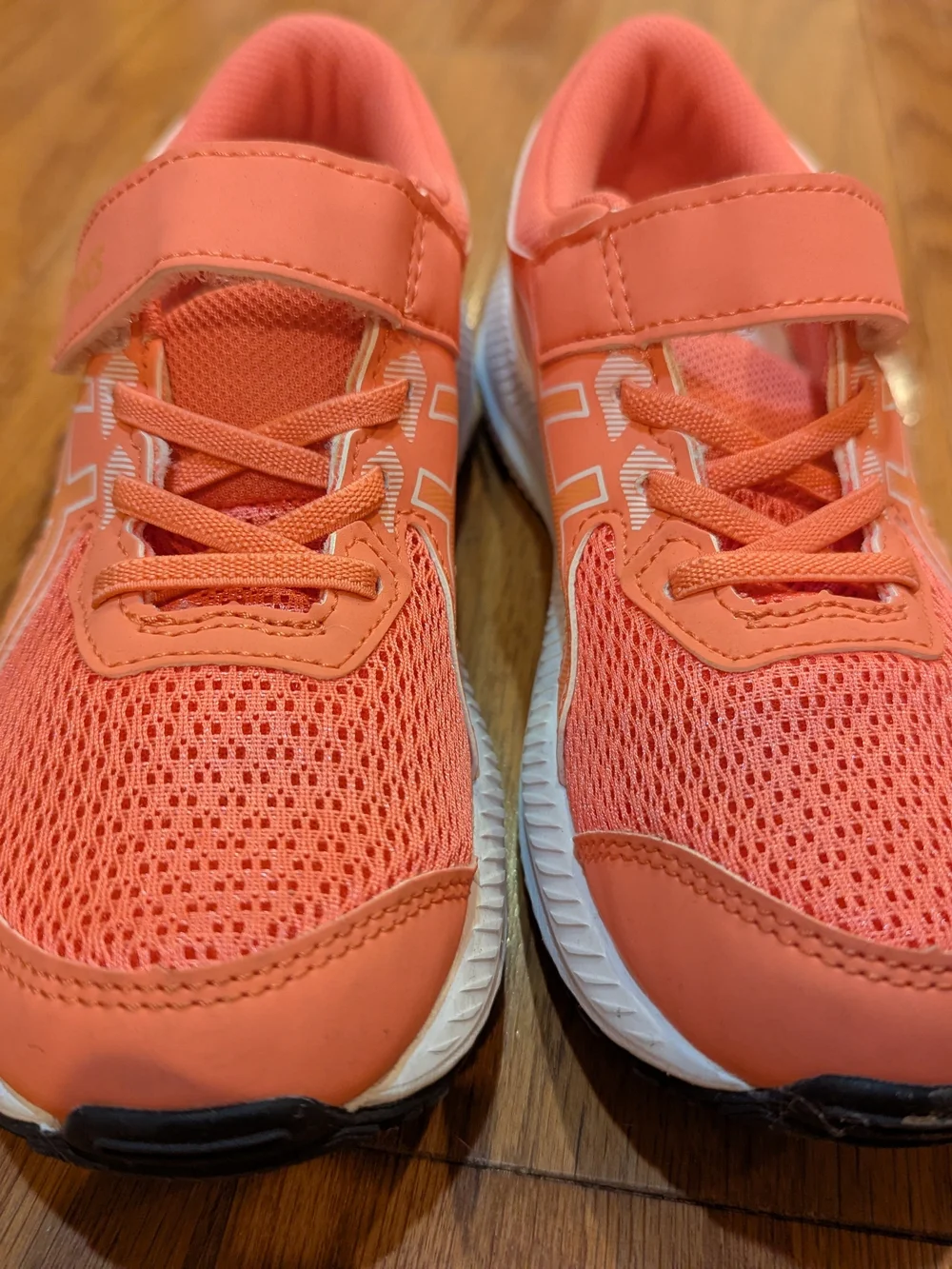 ASICS Kids Coral/Peach Athletic Sneakers with Hook-and-Loop Strap